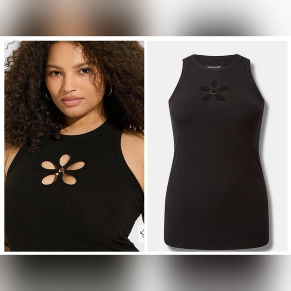 Torrid Super Soft Rib Flower O-Ring Tank Plus, size 4x NWT - Picture 2 of 11